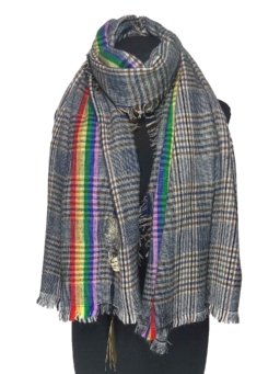 Шерстяной шарф Барбери Радуга синий — изображение 3