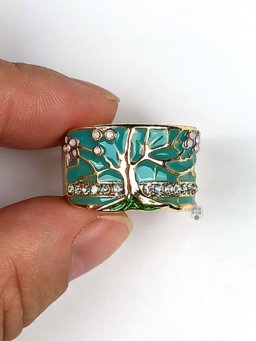 Alternative view of Кольцо для платка Сакура эмаль голубая