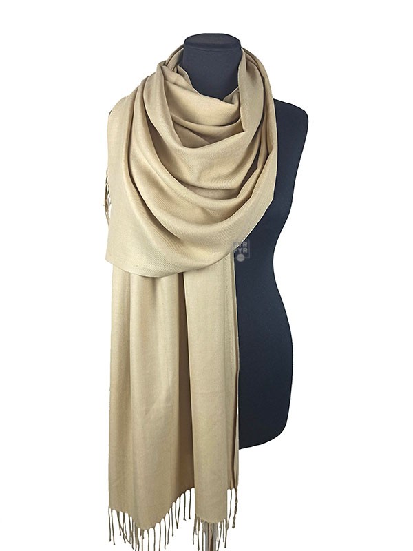 Бежевые палантины шарфы кашемировые однотонные Pashmina original — изображение 5