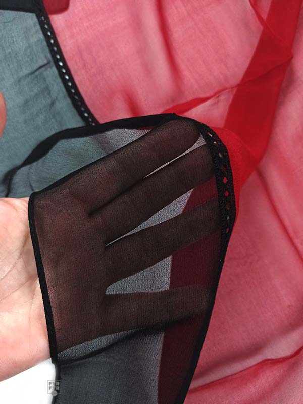 Платок крепдешин 90х90 100% шелк мережка красный/черный — изображение 6