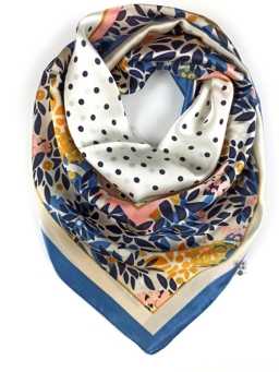 Хустка середня 70х70 рослини та горошок синій - Зображення 2