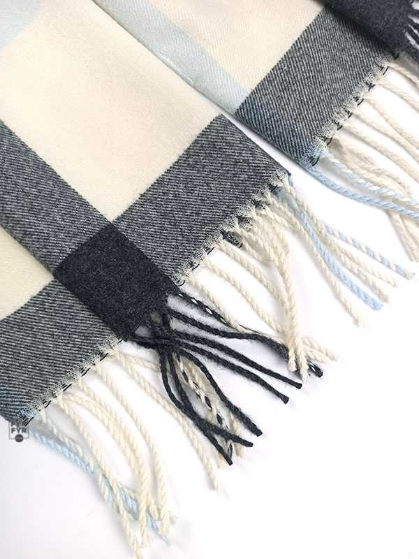 Теплый шарф Blended Cashmere клетка айвори-черный-беж — изображение 3