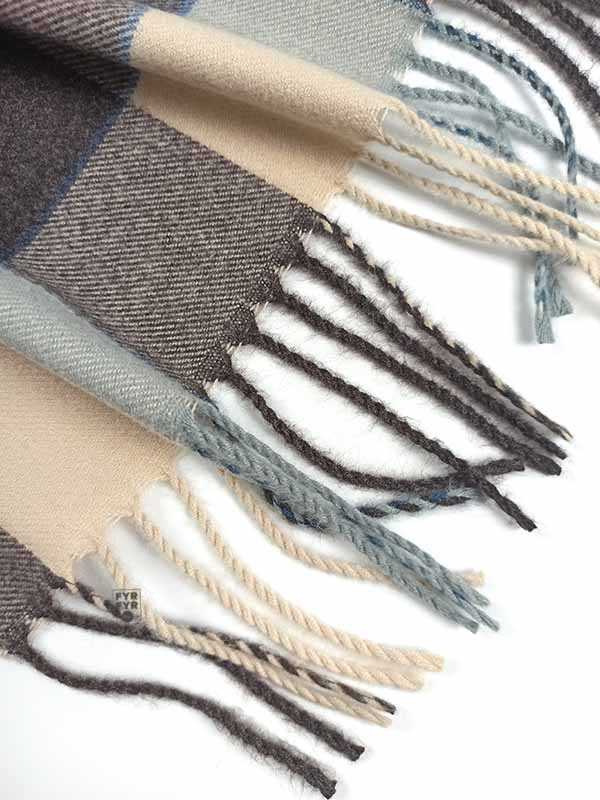 Теплый шарф Blended Cashmere клетка голубой-шоколад — изображение 3