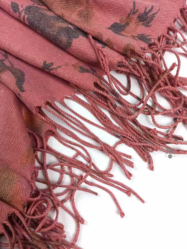 Кашемировый шарф палантин Pashmina Original двухсторонний узор лососевый — изображение 4