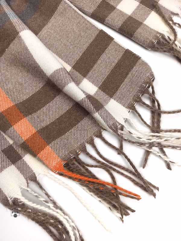 Теплый шарф Blended Cashmere клетка коричневый — изображение 3