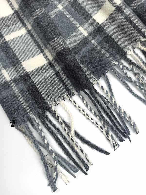 Теплый шарф Blended Cashmere мелкая клетка черно-белый — изображение 3