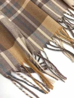 Теплий шарф Blended Cashmere клітинка коричневий/бежевий - Зображення 3