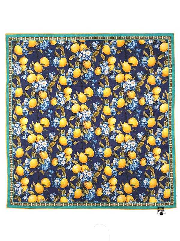 Платок Ashma Art Collection 105х105 двусторонний 100% шелк лимоны — изображение 2