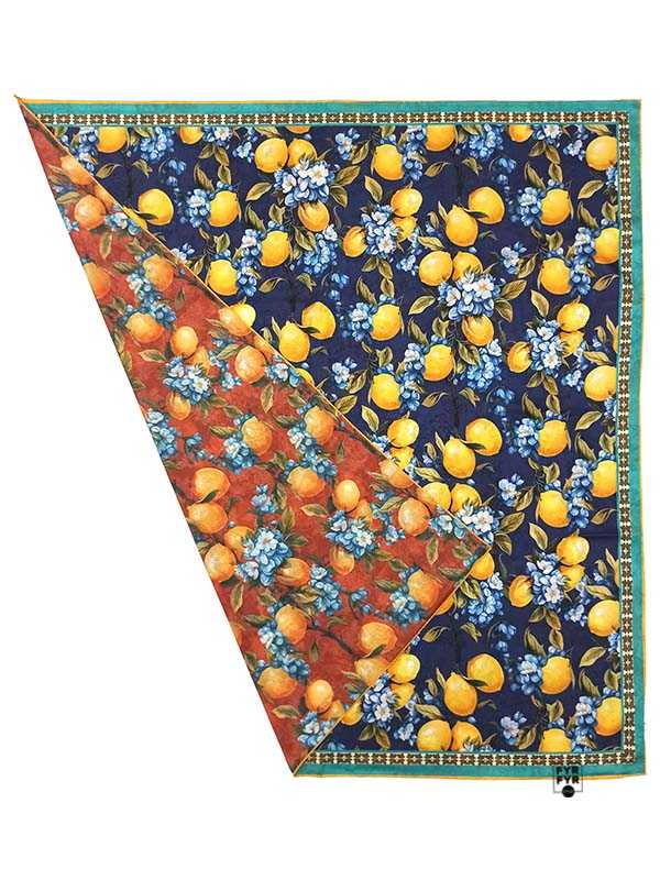Платок Ashma Art Collection 105х105 двусторонний 100% шелк лимоны