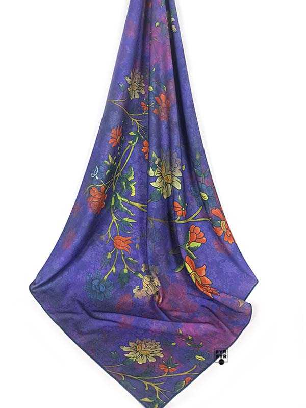 Платок Ashma Art Collection 105х105 двусторонний 100% шелк бирюза/фиолет — изображение 5
