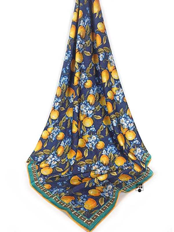 Платок Ashma Art Collection 105х105 двусторонний 100% шелк лимоны — изображение 4