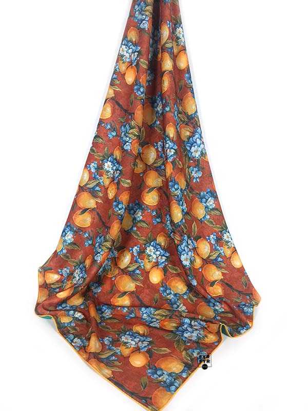 Платок Ashma Art Collection 105х105 двусторонний 100% шелк лимоны — изображение 5
