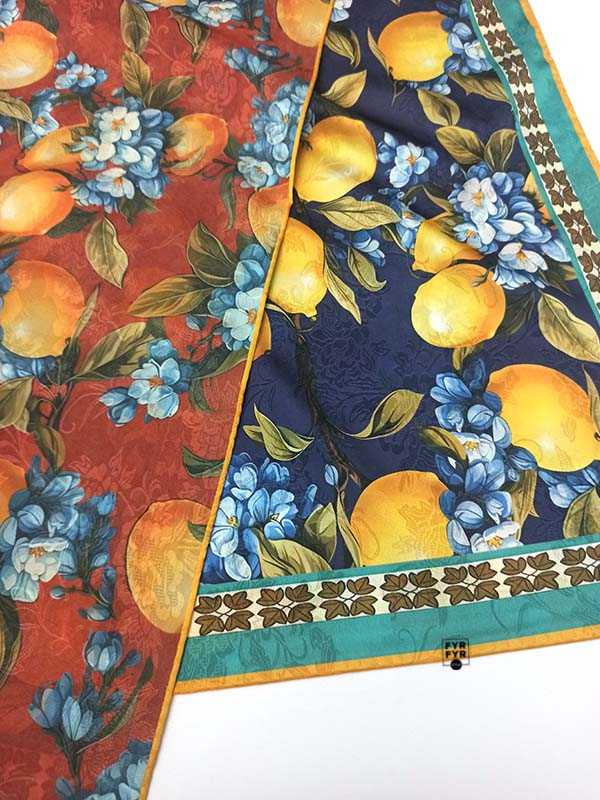 Платок Ashma Art Collection 105х105 двусторонний 100% шелк лимоны — изображение 11