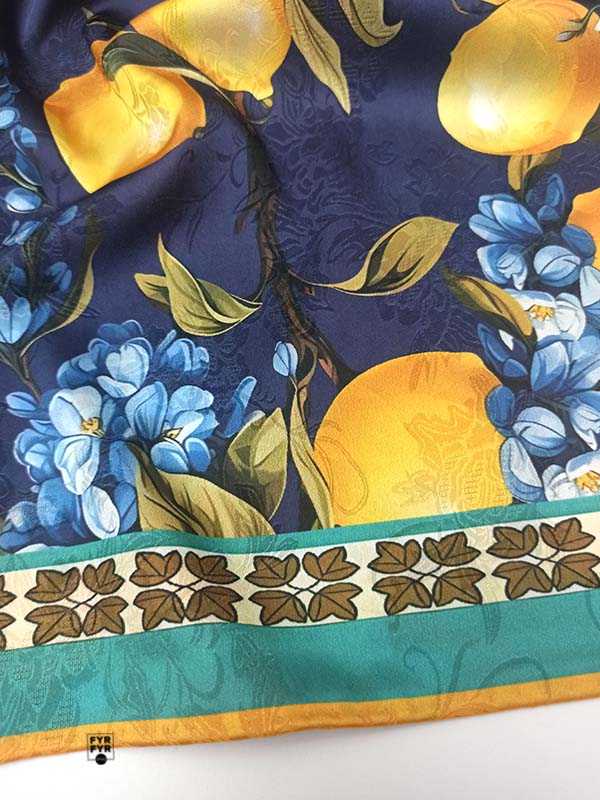 Платок Ashma Art Collection 105х105 двусторонний 100% шелк лимоны — изображение 10