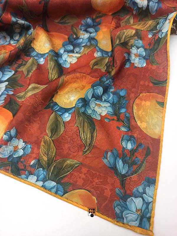 Платок Ashma Art Collection 105х105 двусторонний 100% шелк лимоны — изображение 9
