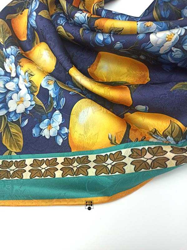 Платок Ashma Art Collection 105х105 двусторонний 100% шелк лимоны — изображение 8