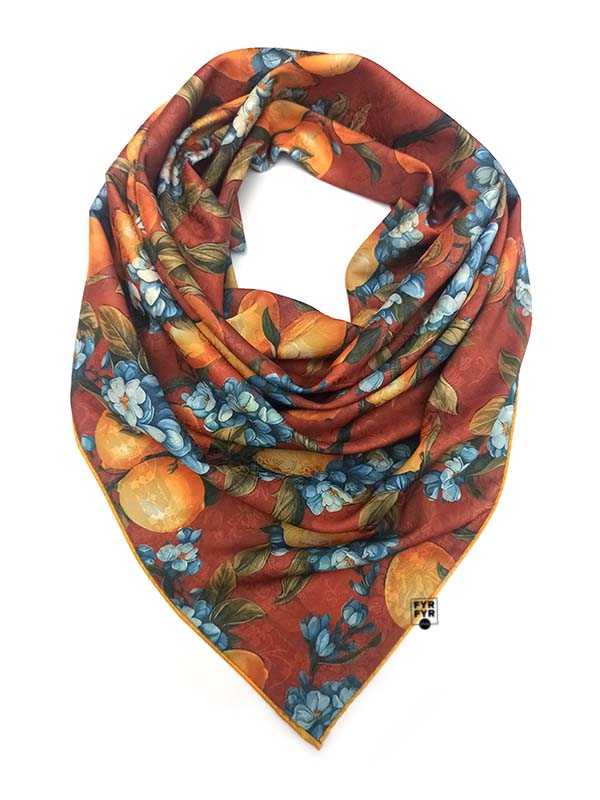Платок Ashma Art Collection 105х105 двусторонний 100% шелк лимоны — изображение 6
