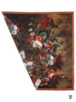 Платок Ashma Art Collection 105х105 двусторонний 100% шелк букет коричневый