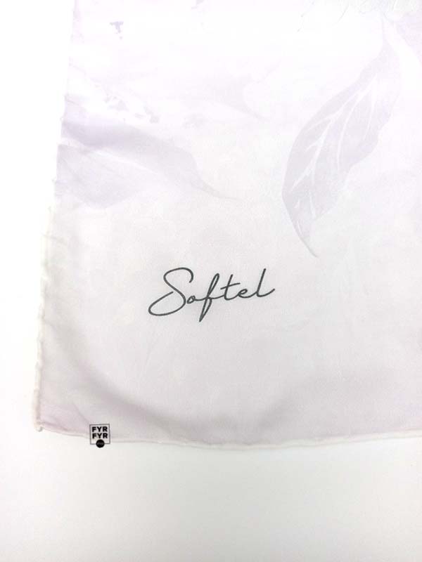 Хустка тонка бавовняна 90х90 Softel акварель світло-бузкова/білий кант - Зображення 6