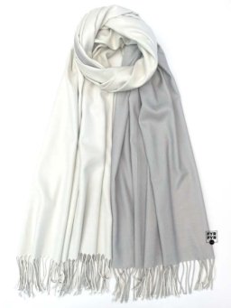 Палантин Cashmere двухсторонний белый-серый