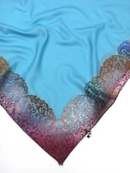 Платок тонкий хлопковый Angel 80х80 ажур голубой