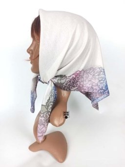 Платок тонкий хлопковый Angel 80х80 ажур бежевый